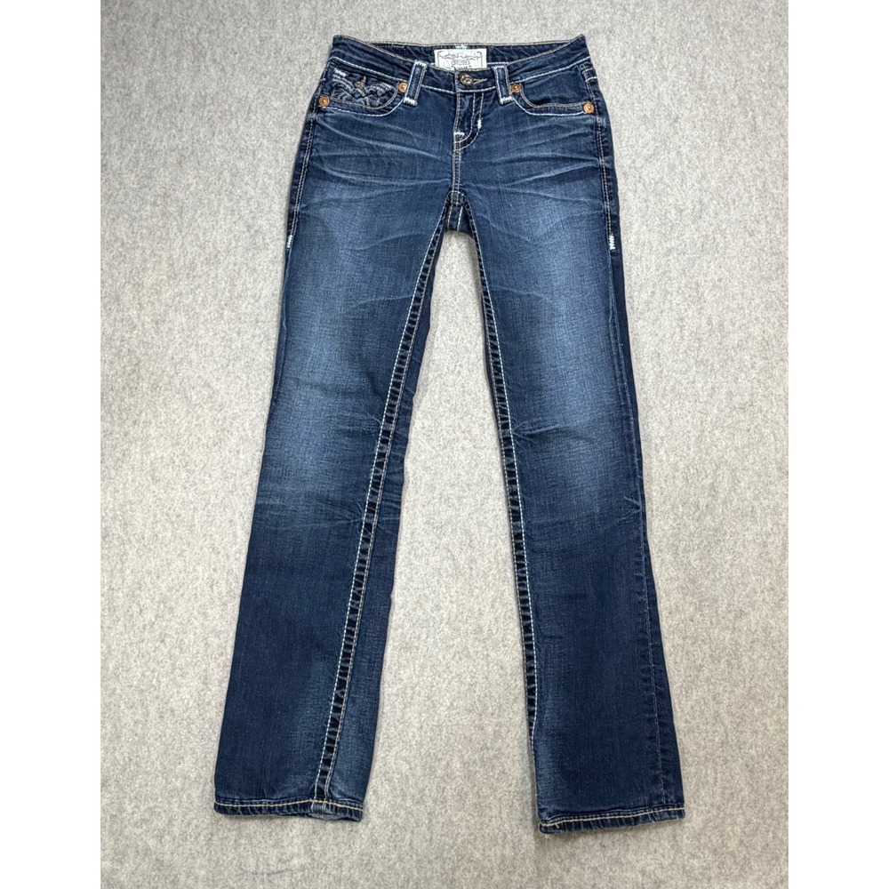 Big Star Jeans Womens 25 Nina Blue Y2K Western Thick Stitch Low Rise Straight